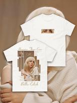 Billie Eilish Happier Than Ever Album T-shirt Men Women Cotton Y2K Hip-hop Round Neck Short S XS white