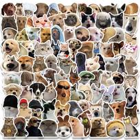 10 30 50 100Pcs Cute Dog Cat Meme Funny Animals Stickers Kawaii Cartoon Decals Skateboard Notebook Luggage Phone Car Sticker Toy black