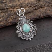 Natural Amazonite Gemstone 925 Sterling Silver Handmade Pendant 1.55  For Mother PP-25-28