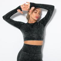 New Sexy Fitness Top For Women, Tight Fitting, Quick Drying, Washed, Sports Running, Long Sleeved Top For Yoga, Long Sleeved For Women S