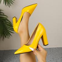 Women's High Chunky Block Heels Sexy Pumps Closed Toe Slip On Pointed Toe Work Dress Office Wedding Party Pumps Shoes for Women High Heeled Shoes 36