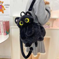 33cm Kawaii Didelių Akių Katės Pliušinis Žaislas Juoda Kuprinė Mielas Didelės Talpos Pliušinis Gyvūnas Maišas Berniukams Mergaitėms Moterims Minkštas Žaislas Kuprinė Dovana 33cm