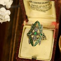 Retro Bohemia Green Glazed Crystal Dragonfly Wide Opening Adjustable Rings for Women Exquisite Luxury Jewelry Accessories Gifts 9 beige