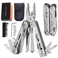 Durable Metal Multitool Pliers with Sharp Blade Wire Cutter Screwdrivers Scissors Multi Function Tool for Outdoor Camping Hiking gray