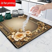1Pcs Rubber Drying Mat With D Flat For Coffee Shop Restaurant Kitchen Carpet Tableware Durable Diatom Mud Table Mat Pet Mat 30*40cm beige