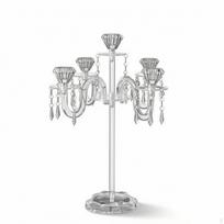 Candelabra with Crystal Pendants Clear Candle Holder Glossy FiveArm