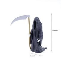 Juoda Grim Reaper statulėlė Mini velniuko figūrėlė Lėlių namelis Helovinas Thrilling Chalatas Naktinis šliaužikas Ornamentas Mikro kraštovaizdžio dekoras A1 gray