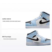 Air Jordan 1 Mid GS Ledo mėlyni vaikiški sportbačiai Black Sail White 555112-401 38 gray
