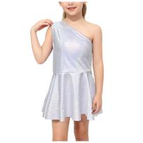 Kids Girl A,line Dress Sleeveless Sequin Princess Dress One,Shoulder Straps  Party Dresses 140