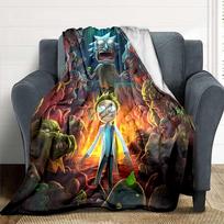 1 vnt. Rick and Morty pledas, lengvas flanelinis užtiesalas sofai, lovai, kelionėms, stovyklavimui, svetainei, biurui, sofai, kėdei ir lovai 80x120cm gray