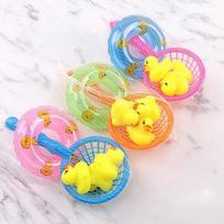 Kids Floating Bath Toys Mini Swimming Rings Rubber Yellow Ducks Fishing Net Washing Swimming Toddler Toys Water Fun