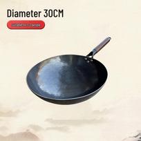 Zhangqiu Handcrafted Non-Stick Round Bottom Wok with Wooden Handle