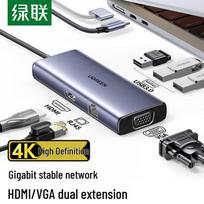 UGREEN CM498 6-in-1 USB-C Hub with 4K HDMI VGA Ethernet pilka spalva