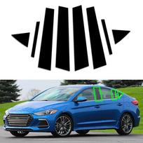 8 vnt. blizgūs juodi durų apdailos elementai, langų statramsčiai, skirti Hyundai Elantra 2017-2020 black