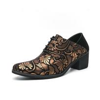 High End Brand Men's Business Dress Shoes Luxurious High Heels Versatile Banquet Shoes Men’s Split Leather Shoes Trendy Prints 39 auksas