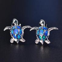 Cute Sea Turtle Stud Earrings Fashion Women Wedding Party Jewelry Birthday Gift KTJ mėlyna