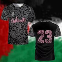 Palestinos Futbolo Džersio Marškinėliai Suaugusiems ir Vaikams Nauja Vasara Skaitmeninė Spauda Futbolo Uniformos Laisvalaikio Sportiniai Palestinos Vėliava Sporto Viršūnės 3XL gray