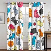 Funny Cute Cat Paw Print Children's Blackout Window Curtains for Children Room Boy Girls Living Room Bedroom Decor High Shading Drape W55 X H120cm X 2&HOOK white