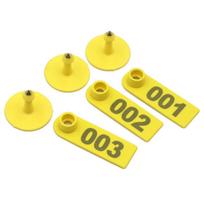 100Pcs Sheep Goat Ear Tag Signs With Number Ear Laser Typing Copper Head Earrings Farm Animal Identification Card 001a100 geltona