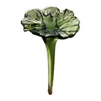 Mini Glass Flower Figurine Handmade Faux Crystal Lotus Bouquet for Home Office Tabletop Decor Gift for Mom Wife G black