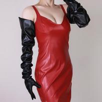 90Cm Extra Long Patent Leather Loose Big Sleeve Gloves Black Sexy Goth Punk Male And Female Po Cosplay Performance One Size