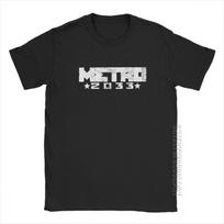 Man 2033 Metro Exodus T Shirt Gas Mask Toxic Games T-Shirt Novelty O Neck Clothes Purified Cotton Basic Tees Printed S įvairiaspalvis