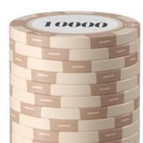 20pcs Poker Chip Set Clear Printing Large Numbers Professional Game Counting Discs for Board Game 10000 beige