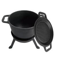 Cast Iron Hunter's Pot 5.0L With Grill Pan 2 in 1 Kinghoff Kh-1732