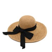Summer straw hat women's fashion straps bow hand-woven hat seaside vacation sunscreen sunshade beach hat one size fits all