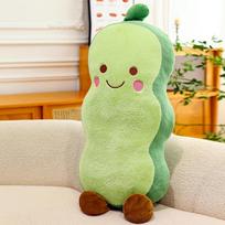 Creative long pea plush toy bedside pillow girls bay window ornament ground marketing gift ring 26cm【0.07kg】 žalia