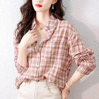 Womens Long-sleeved Spring Dress Hong Kong Style Classic Style Top Pure Cotton Top M