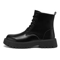 Luxury Brand Men Fashion High Top Motorcycle Boots Comfy Casual Black Punk Leather Boots Lightweight Antiskid Thick Bottom Boots for daily use 41