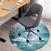 1PC swan lake Office Round Area Rug, Under Office Chairs Bedroom Living Room Home Decor,Carpet for Office, -1110215 80cm by 80cm