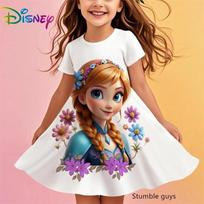 Disney Ledo šalis Princesė Elsa Mergaičių Vasarinė Suknelė Anime Vaikų Suknelės Drabužiai Sijonas Madingas Laisvalaikio Apranga 100 white