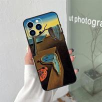 Salvador Dali Painting Silicone Soft Case For iPhone 17 Air 11 14 15 16 Pro Max 12 13 Mini 16e 16 Plus Back Cover For iPhone 11 gray