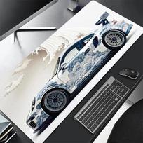 Large White Sports Car Design Mouse Pad Gaming Anti-Slip Rubber Base Extended Desk Mat for Gamer Office Use Computer Accessories 30cmx60cm(11.8x23.6inch) gray