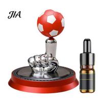 Decorative Auto Scent Diffuser Solar Car Air Freshener, Soccer Ball Rotating Perfume with Beech Natural Wood Oil Ring, Alloy Dashboard Ornament A gray