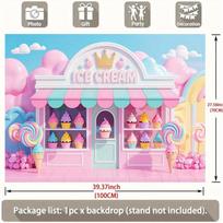 Ice Cream Shop Candy Land Pastel Tapestry Kids Room Decor Sweet Dessert Wall Art Cute Bakery Background Print 100X70CM
