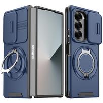 Case For Samsung Galaxy Z Fold 7 5G Slide Camera Protection Armor Phone Case for Galaxy Z Fold 6  Magnetic Ring Holder Cover Galaxy Z Fold6 mėlyna