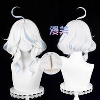 Fontaine Focalors Cosplay Wig Long Furina Wigs Blue White Curly Women Wigs Heat Resistant Hair Anime Wigs as the picture-