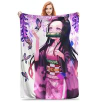 Nezuko pledai Fleece Pavasaris/Ruduo Anime Demonas Žudikas Daugiafunkcis Itin minkštas apklotas sofai, miegamojo lovatiesė 30x40in pink