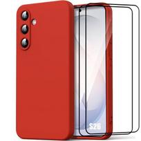 Coque Silicone - BOOLING - pour Samsung Galaxy S26 - Ultra Slim Souple Rouge - 2 Verres Trempés raudona