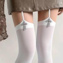 Jk Long Tube Knee Socks Female Dark Punk Subculture Cross Black Silky Ins Goth Thin High Tube Socks One size fits all balta