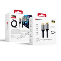 Cable Display Port to Display Port 2.1 Forcell 16K 60Hz/8K 120Hz/4K 240Hz - High Speed, HDR, Ethernet, G-SYNC/FreeSync, 80Gbps, 2 m black
