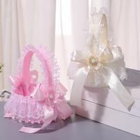 Flower Girl Basket Decorative Gift Box Wedding Flower Basket for Birthday Wedding Anniversary Party Floral Arrangement rožinė