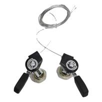 1 Pair 3x6/7 Speed MTB Bike Thumb Gear Shifter Top Mount Shifters with Inner Cable for 22.2mm Diameter Handlebar Bike Thumb Shifters black