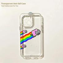 Phone Case For IPhone 17 16 16e 15 14 13 12 11 Mini Pro Max X XR XSMax 7 8 Air Plus Transparent Back Cover Cute N-Nyan Cat Hot iphone 11 gray