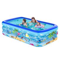 Inflatable Pool for Home Use, Kids, Double Leak-Proof, 3 Air Chambers, Heat Relief, Cushioned Bottom, IndoorRooftopBalconyGardenOutdoor Use, Family