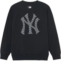 MLB Monogram Series New York Yankees SS26 Classic Loose Casual Retro Comfortable Fashion Embroidered Logo Pullover Sweatshirt 3AMTM0361-50BKS XS