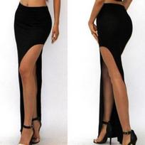 Summer Sexy Women High Waist Split Skirt Stretch Package Hip Skirt L